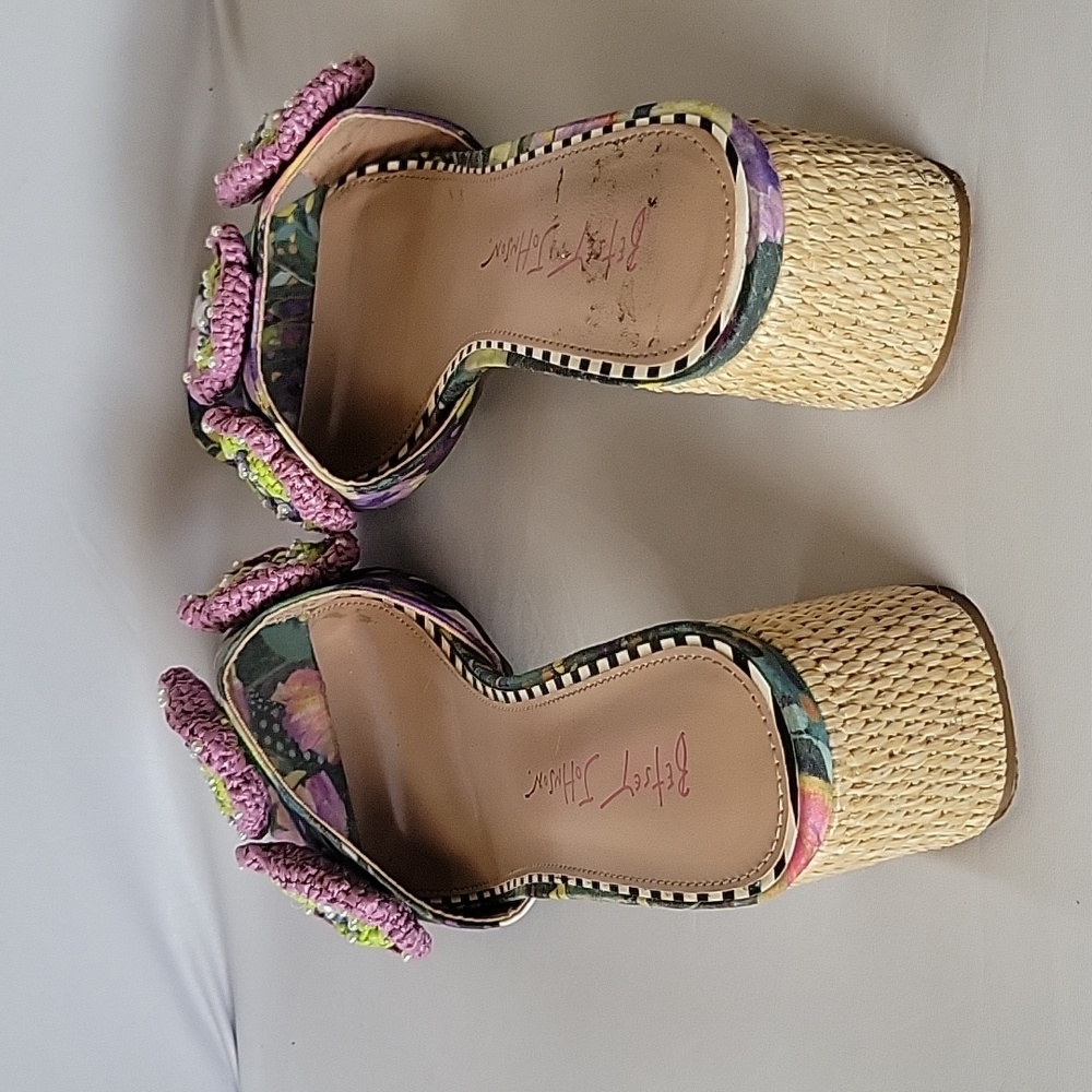 Betsey Johnson Floral Embellished Mules - Pink and Green - Picture 4 of 4
